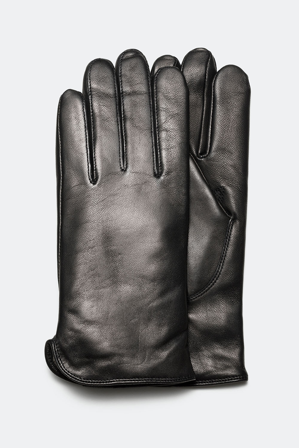 Mustat nahkakäsineet, joissa on halkiot sivuilla