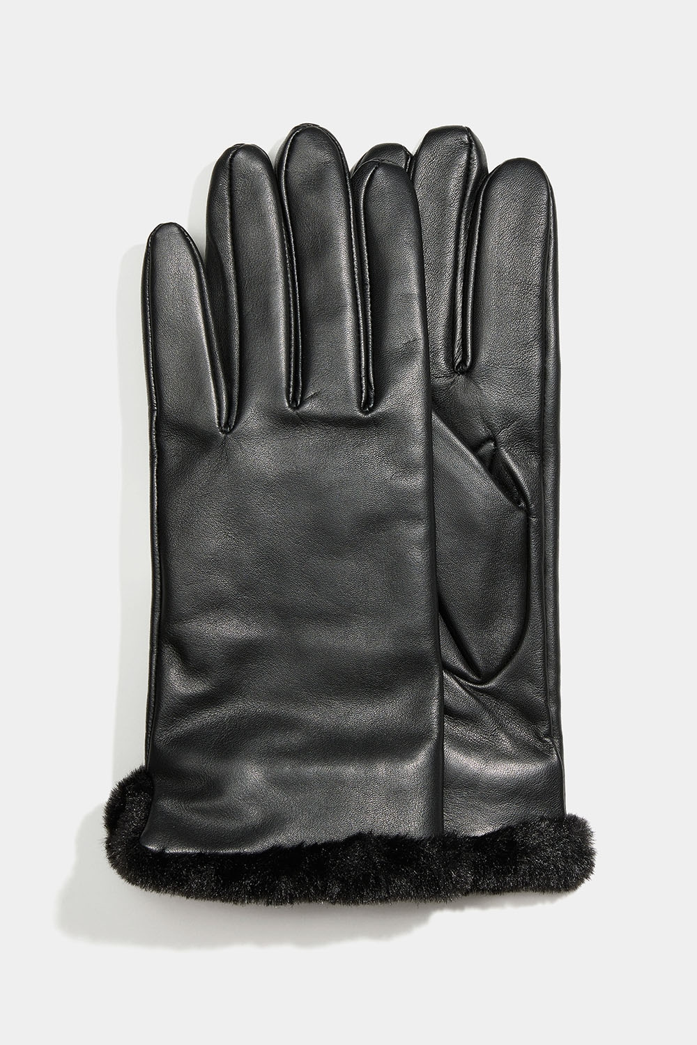 Nahkakäsineet mustalla tekoturkiksella