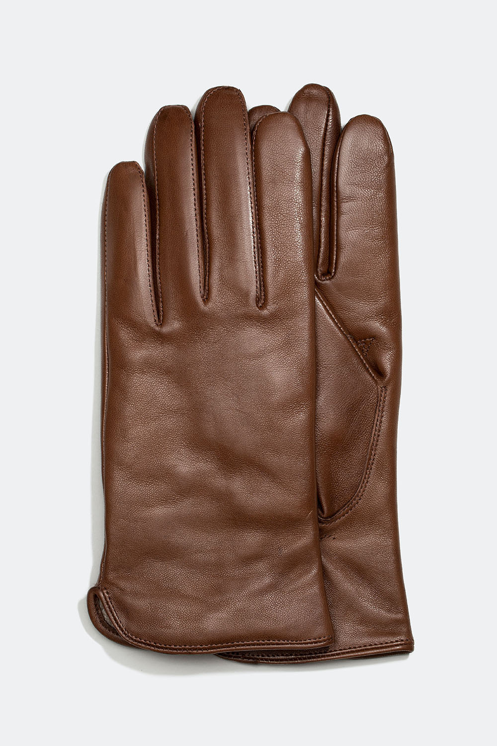 Ruskeat nahkakäsineet villasekoitevuorella