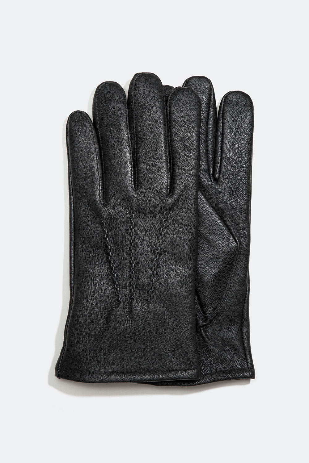 Miesten mustat nahkahansikkaat koristeellisilla ompeleilla