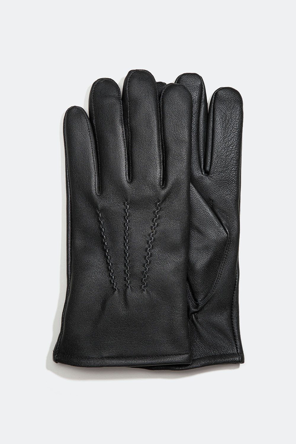 Miesten mustat nahkahansikkaat koristeellisilla ompeleilla