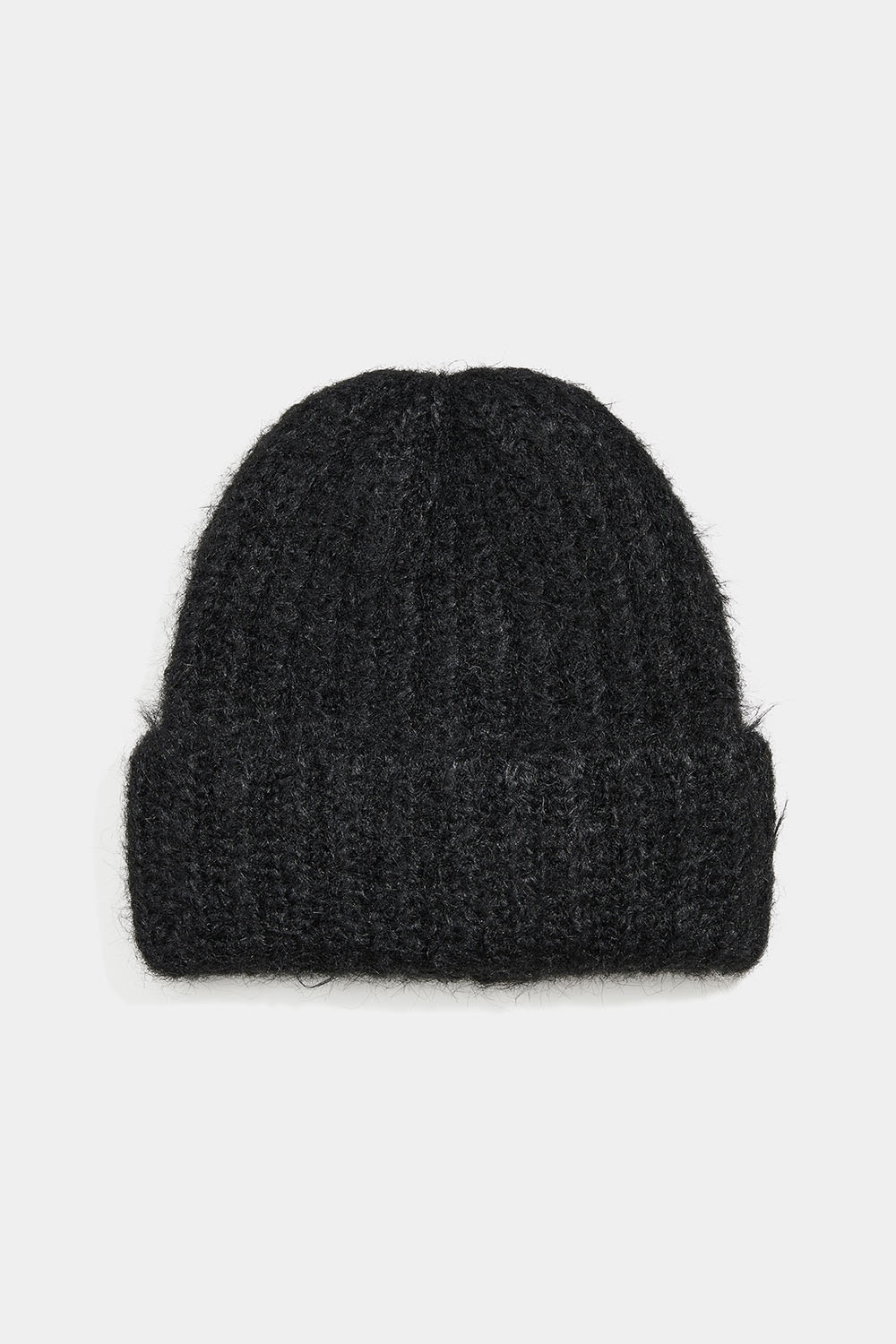 Villasekoitteesta valmistettu musta joustoneulepipo