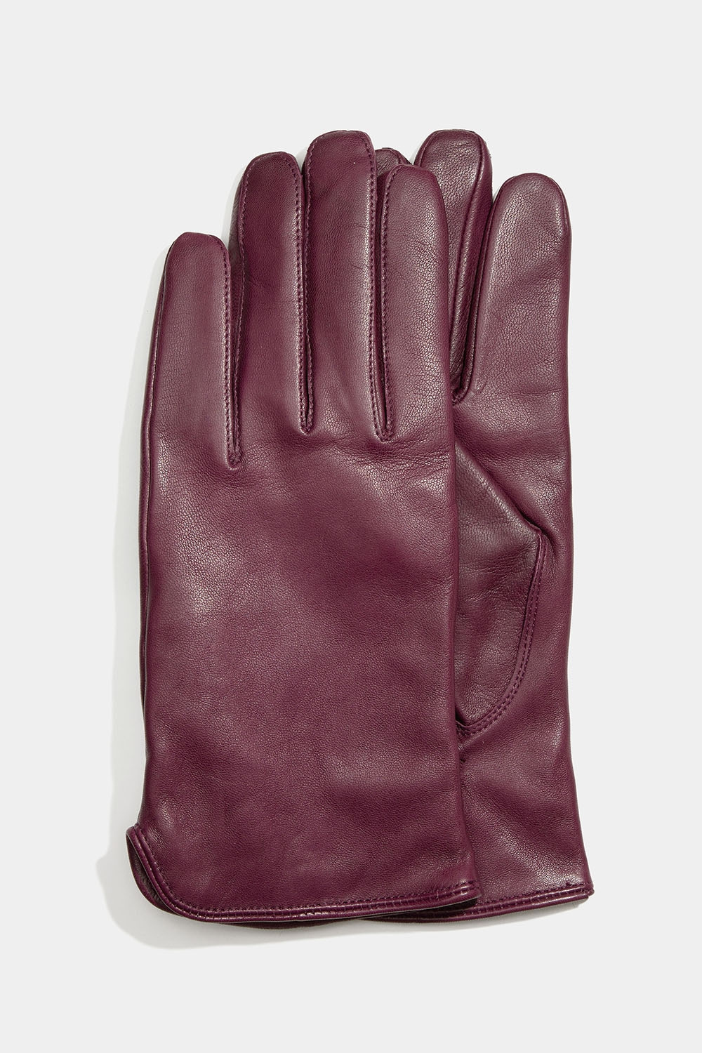 Viininpunaiset nahkakäsineet, joissa on halkiot sivuilla