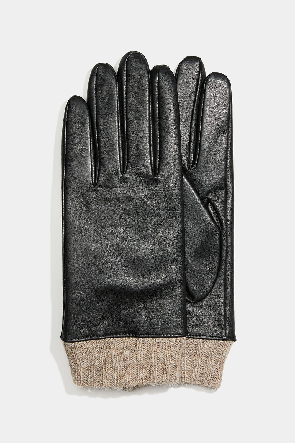 Nahkakäsineet, joissa on joustoneulosreunus