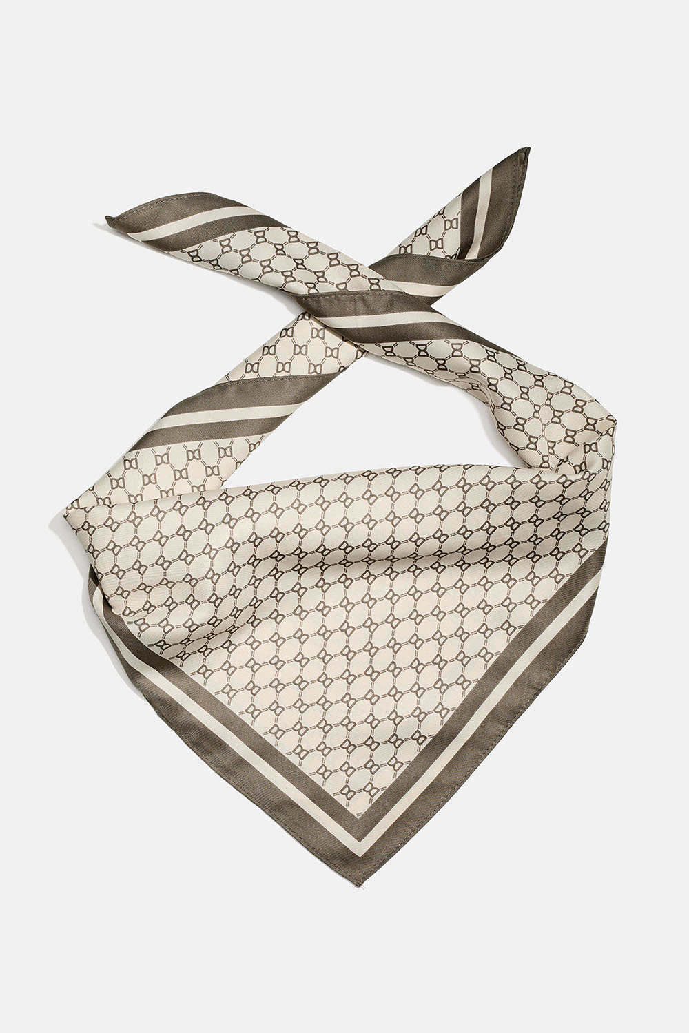 Valkoinen ja vihreä silkkijäljitelmä huivi DD-kuviolla