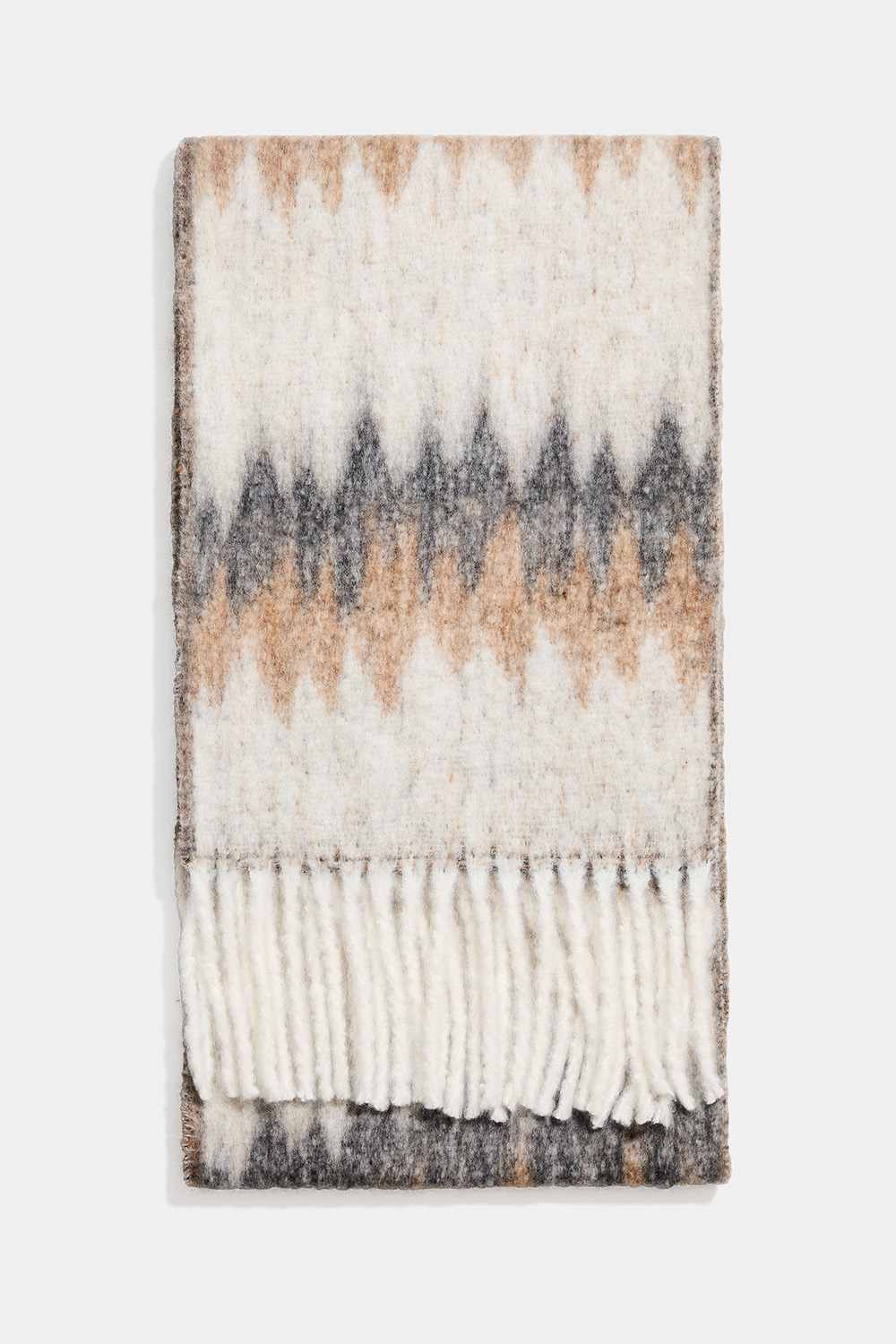 Huivi, jossa ruskea ja beige siksak-kuvio