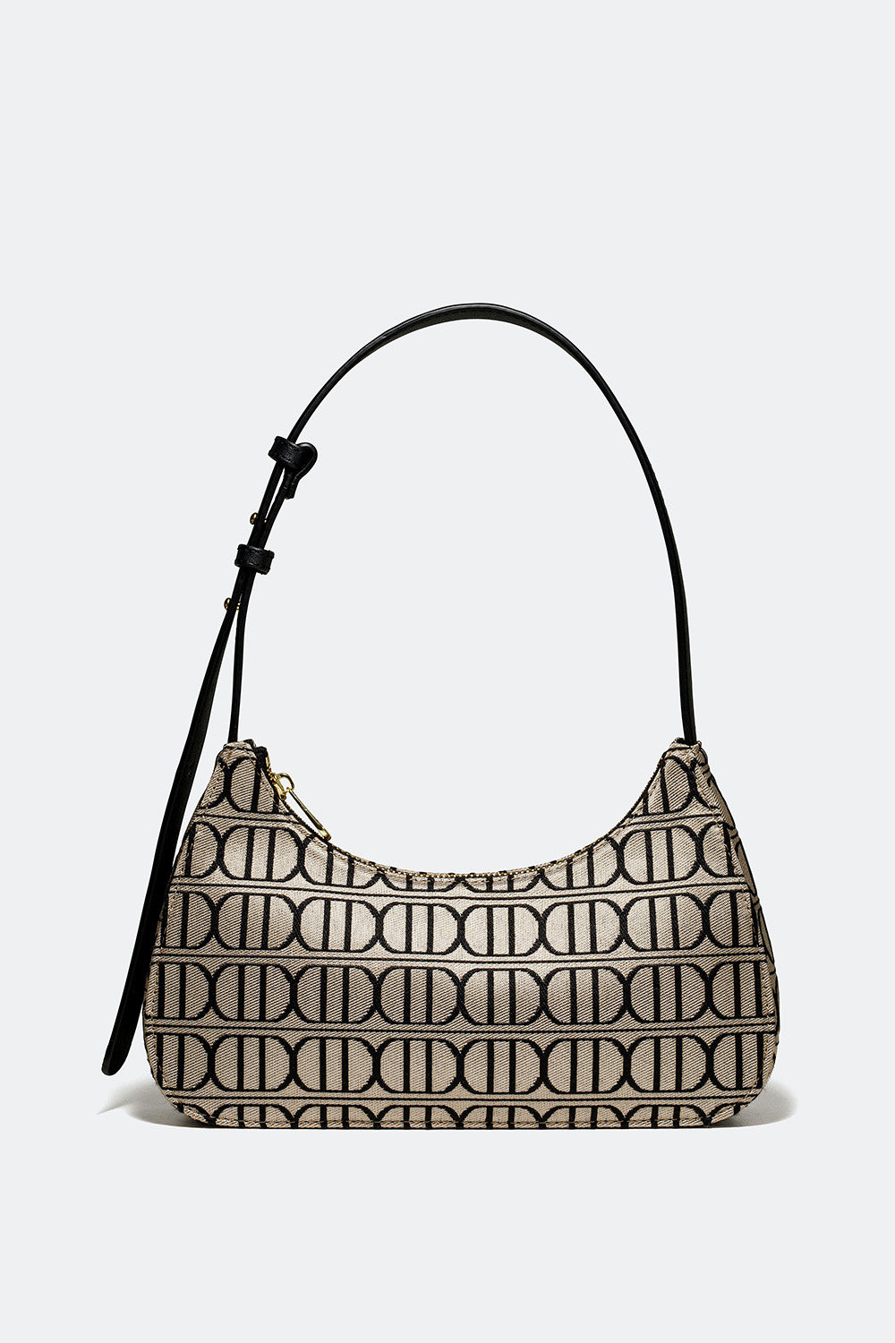 Beige jakardikudottu baguette-laukku