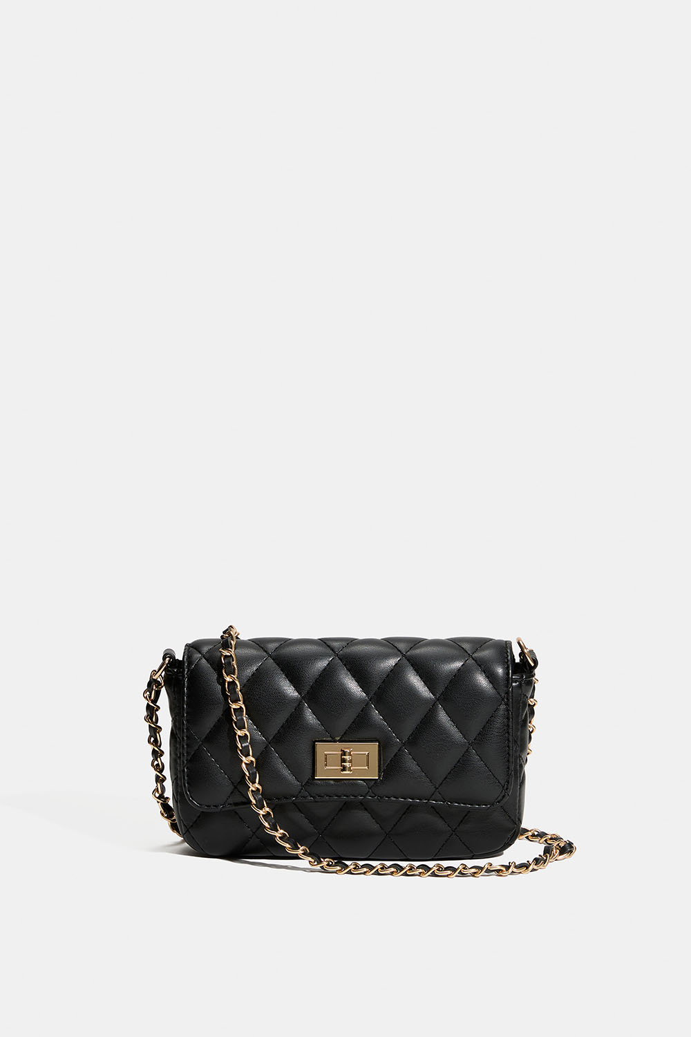 Musta tikattu olkalaukku