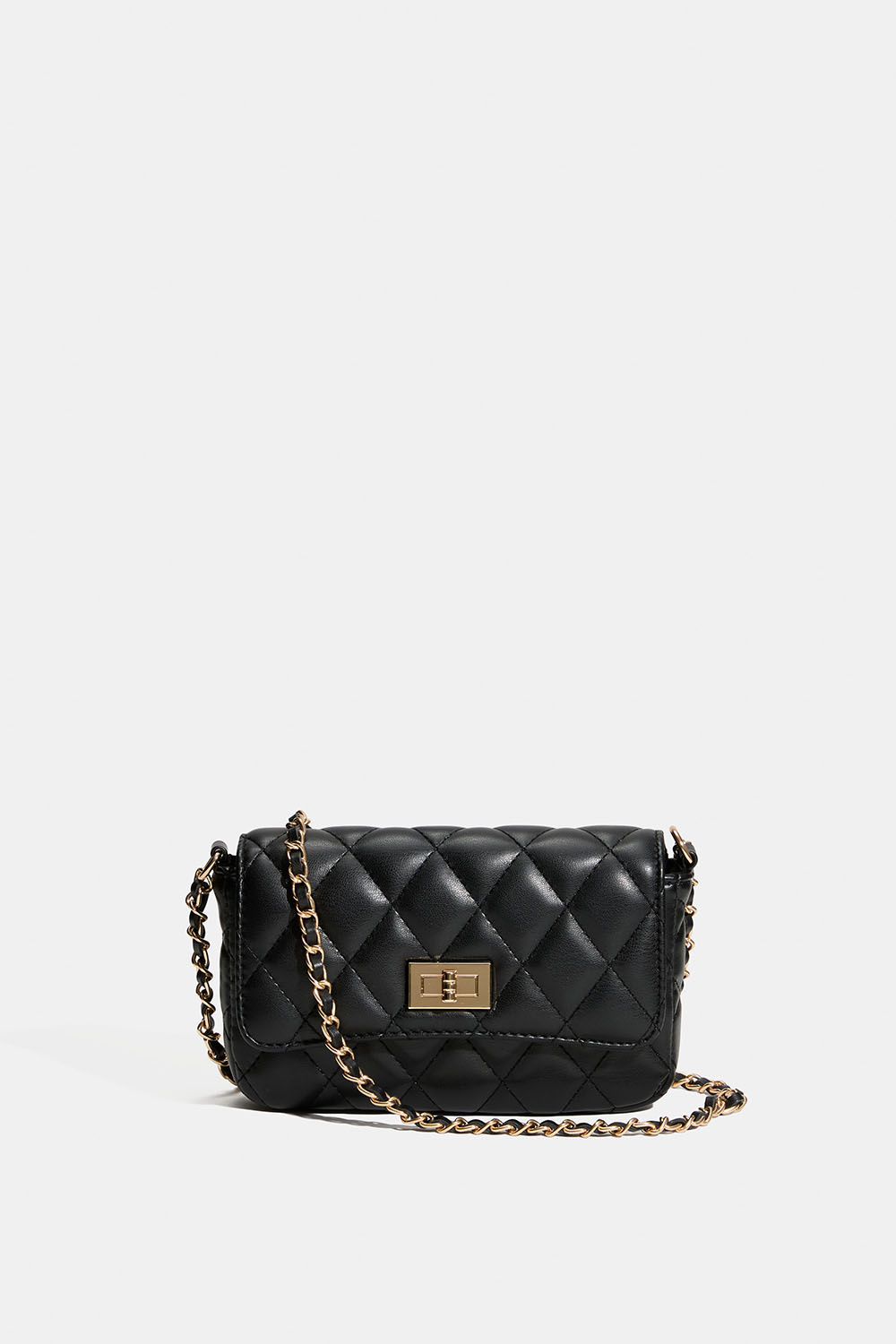 Musta tikattu olkalaukku