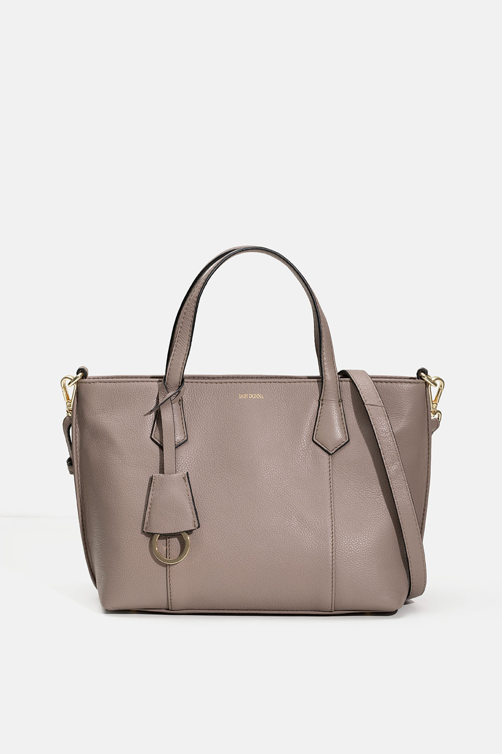 Pieni taupenvärinen nahkalaukku