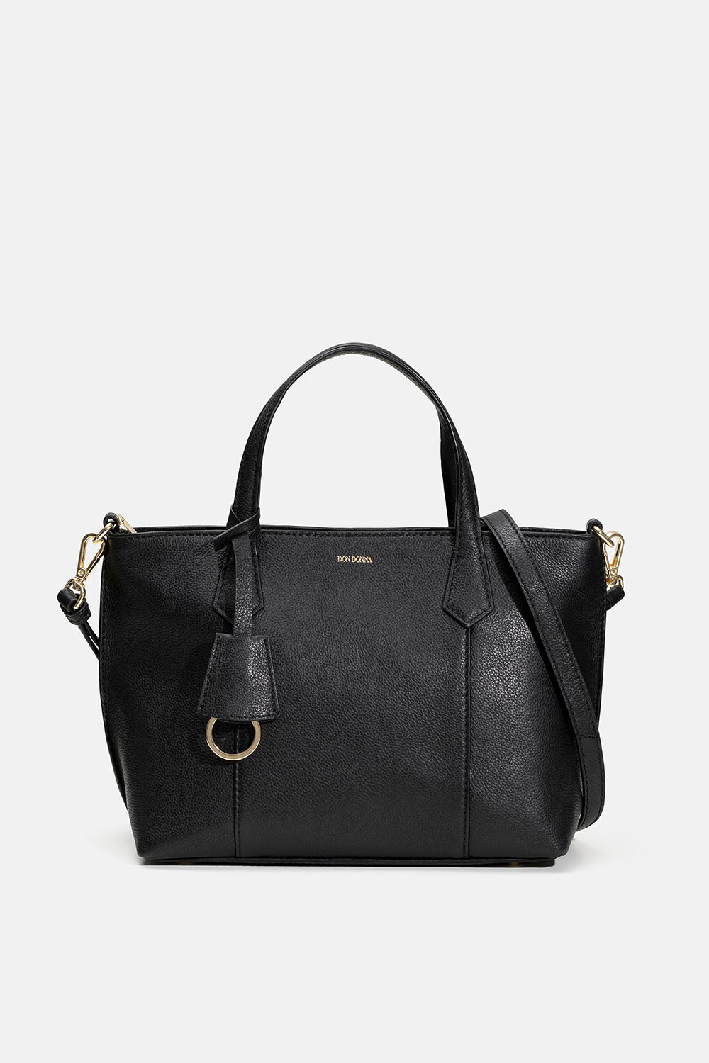 Pieni musta tote-laukku nahkaa