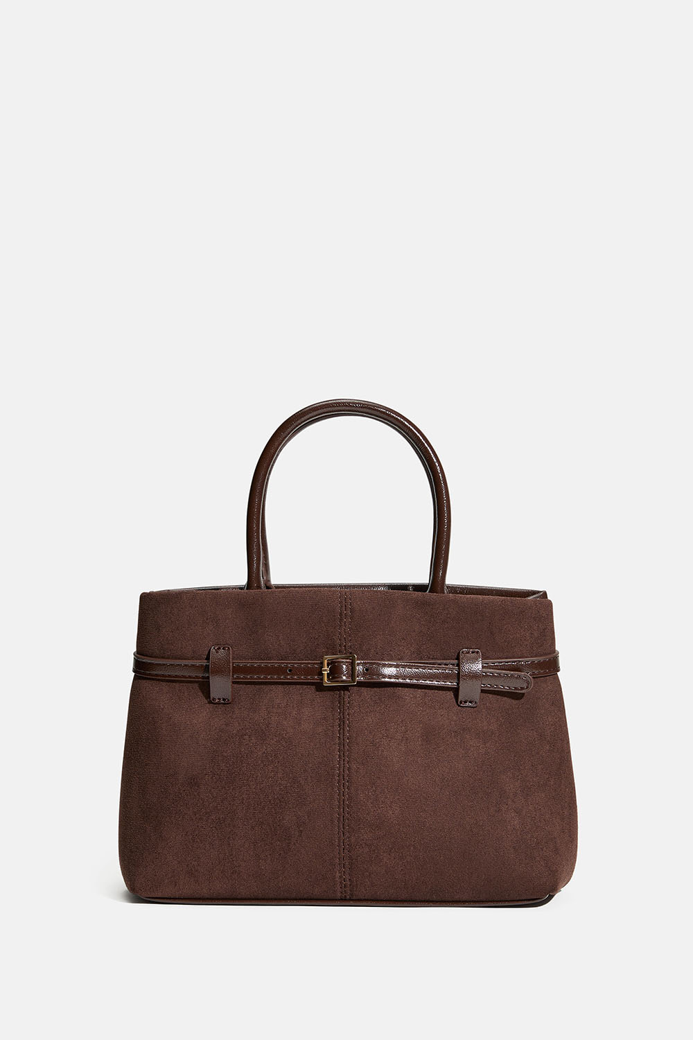 Pieni ruskea laukku, jossa vyöyksityiskohta