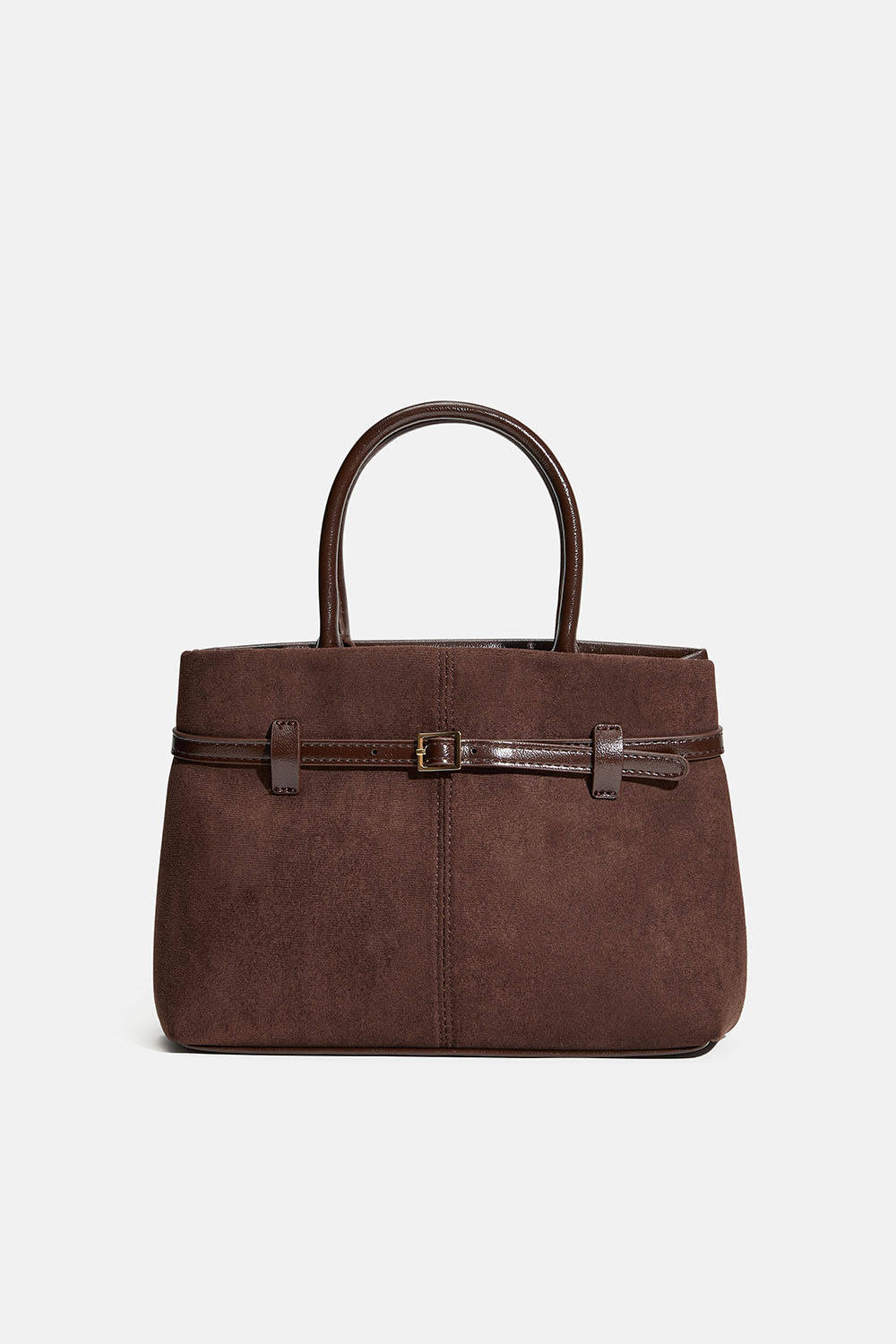 Pieni ruskea laukku, jossa vyöyksityiskohta