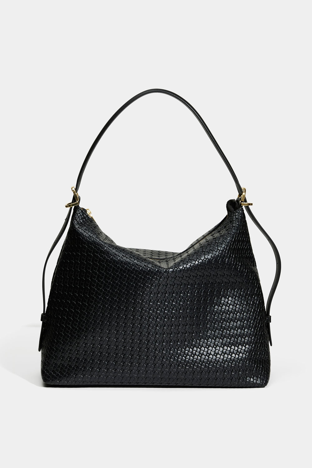 Musta hobo-tyylinen laukku punotulla pinnalla