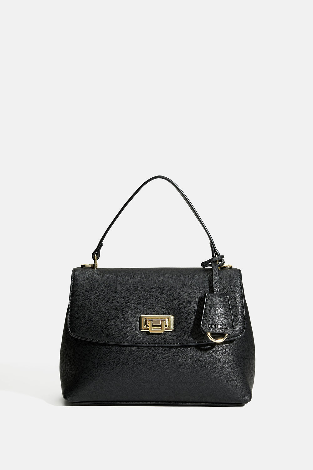 Pieni laukku kantokahvalla, mustaa keinonahkaa 