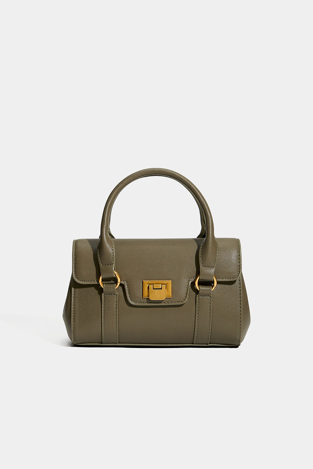 Pieni vihreä käsilaukku kaksinkertaisella kahvalla