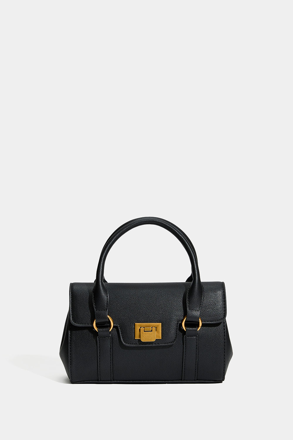 Pieni musta käsilaukku kaksinkertaisella kahvalla