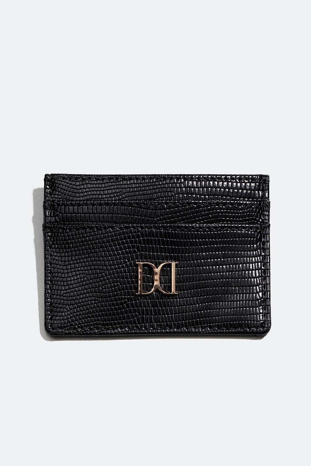 Musta korttikotelo tekokäärmeennahkaa