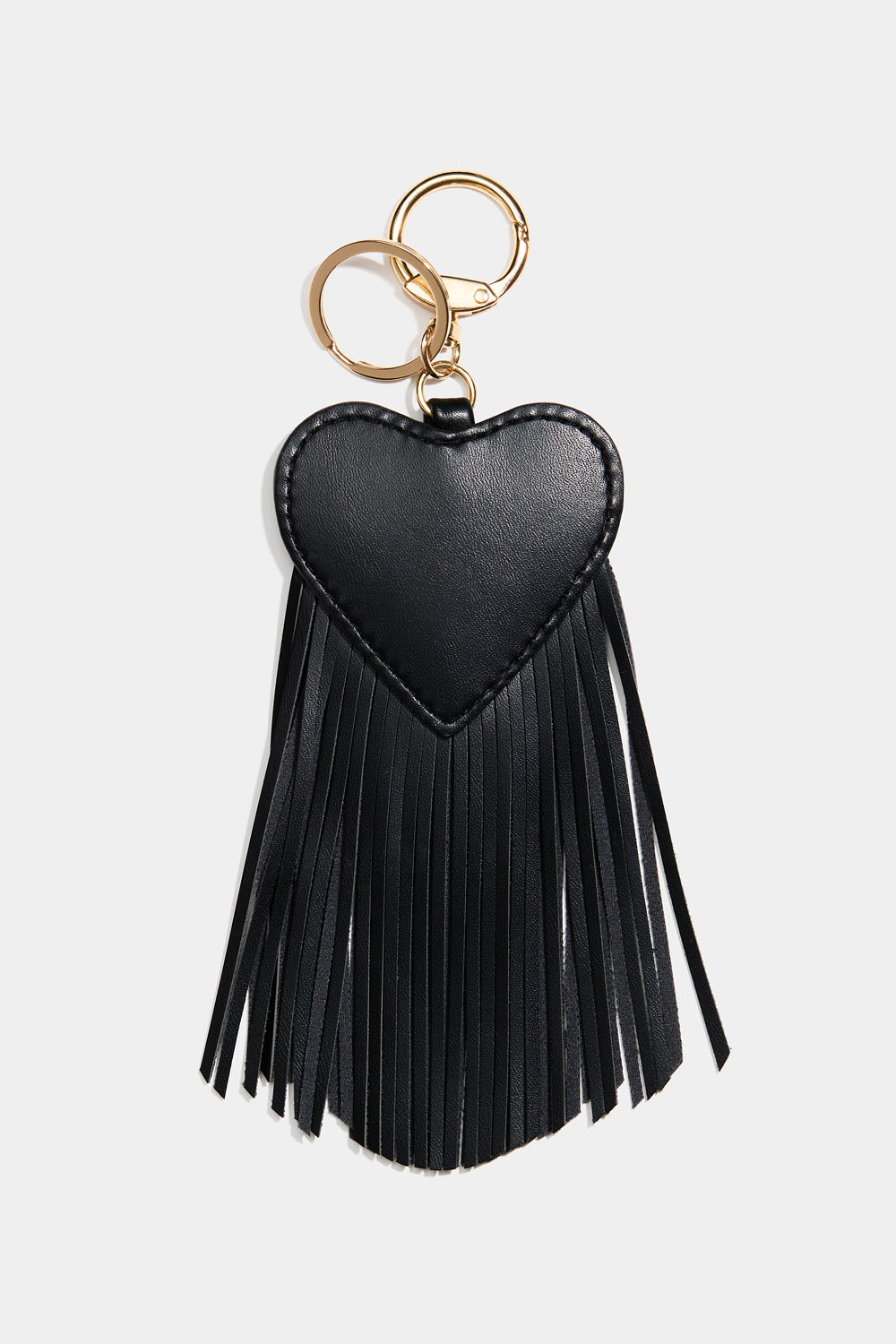 Laukkukoriste, jossa sydän ja hapsuja