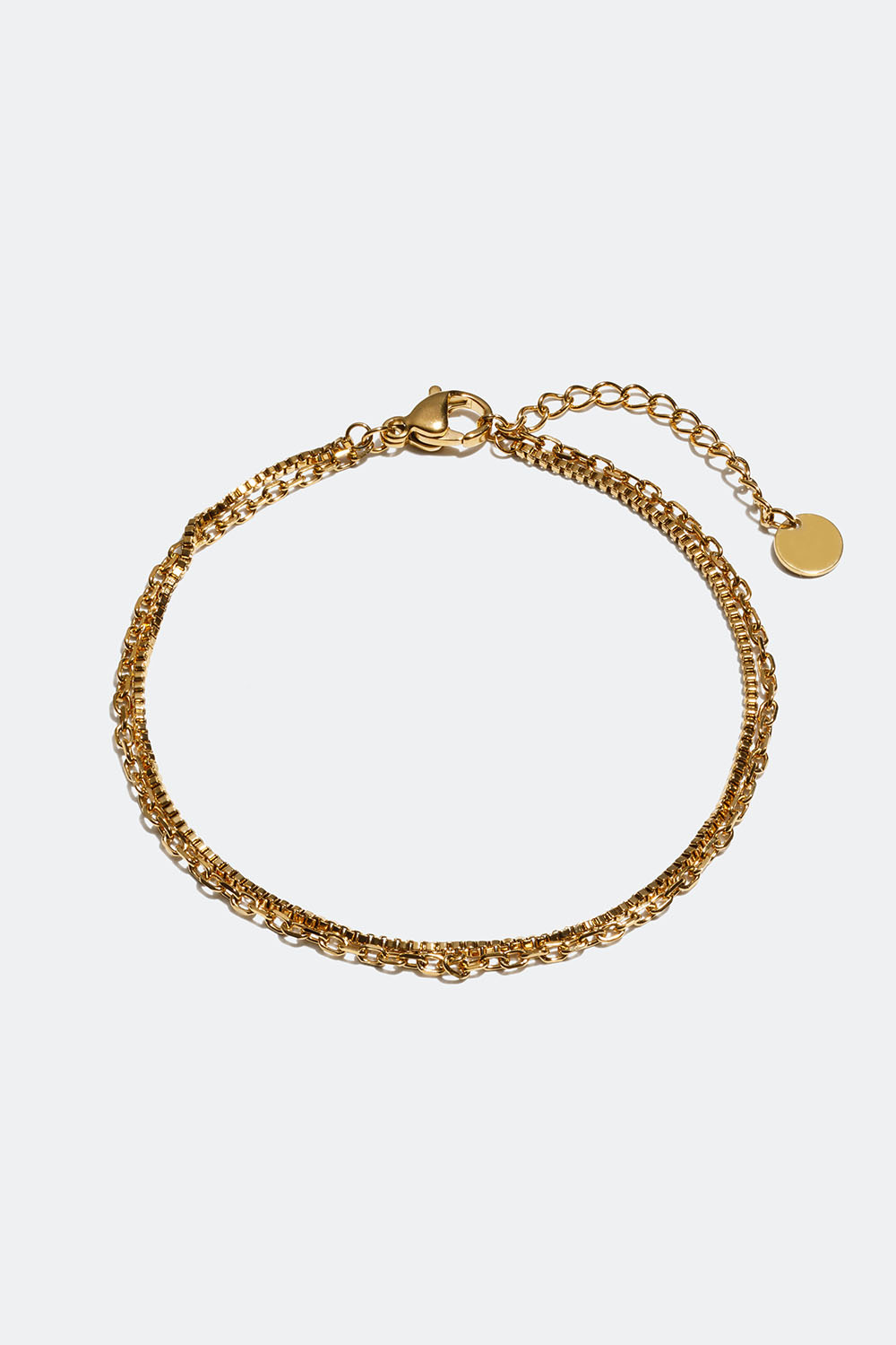 Kaksinkertainen ranneketju teräksestä, jossa on 18k kultaus