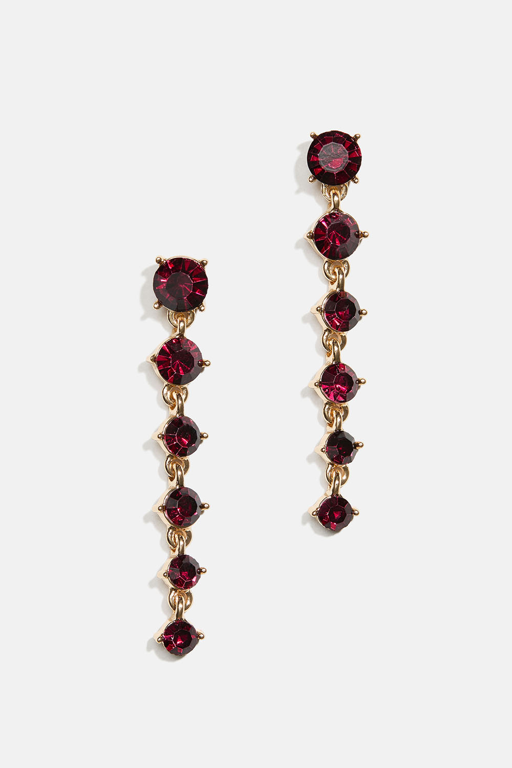 Korvakorut viininpunaisilla pyöreillä lasikivillä