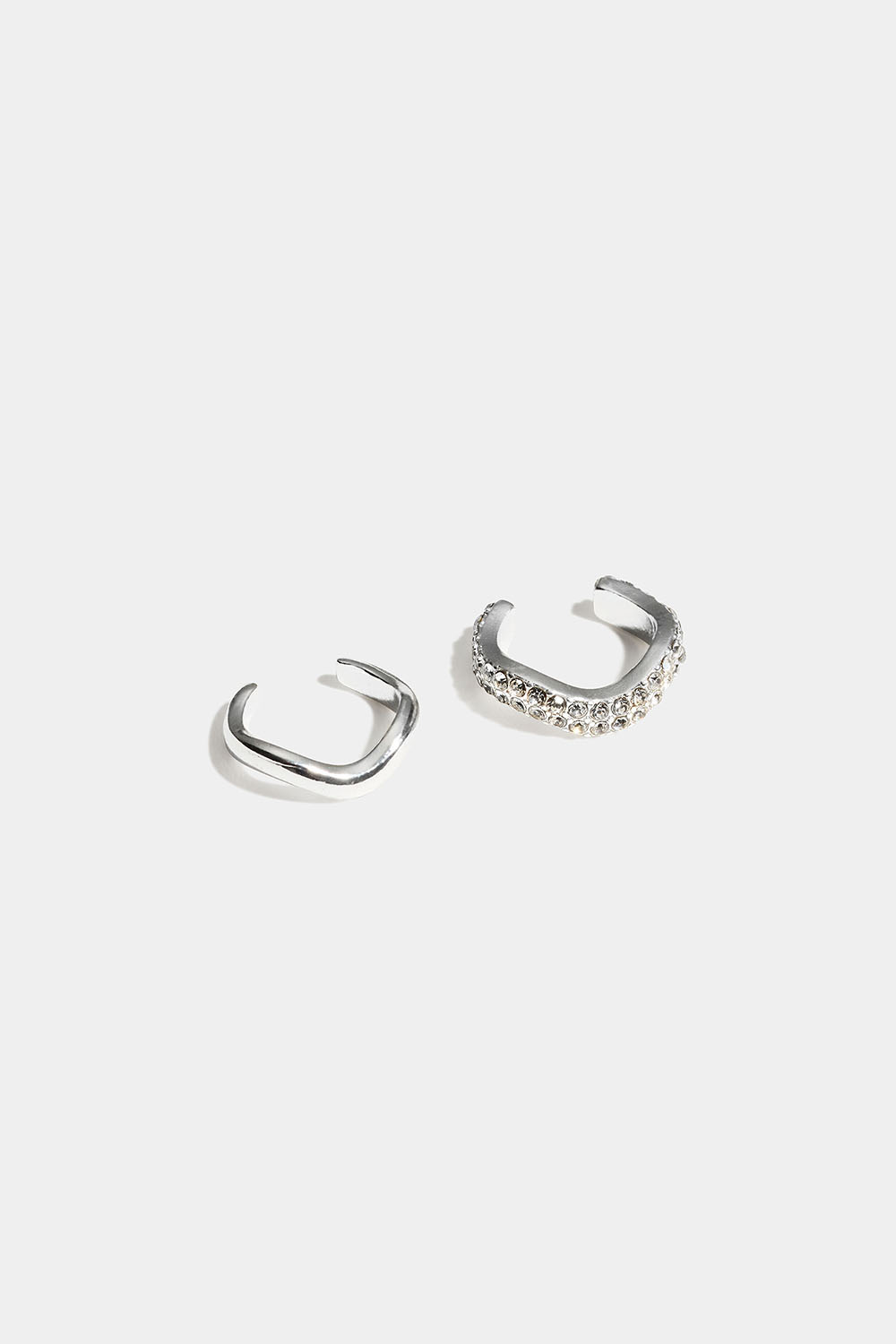Aaltoilevat ear cuff -korvakorut, joissa lasikiviä, 2-pakk.