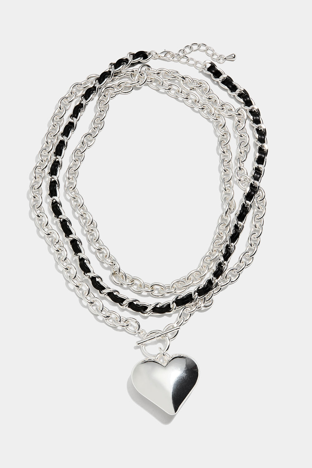 Kaulakoru, jossa on paksu ketju ja sydän, 2 kpl