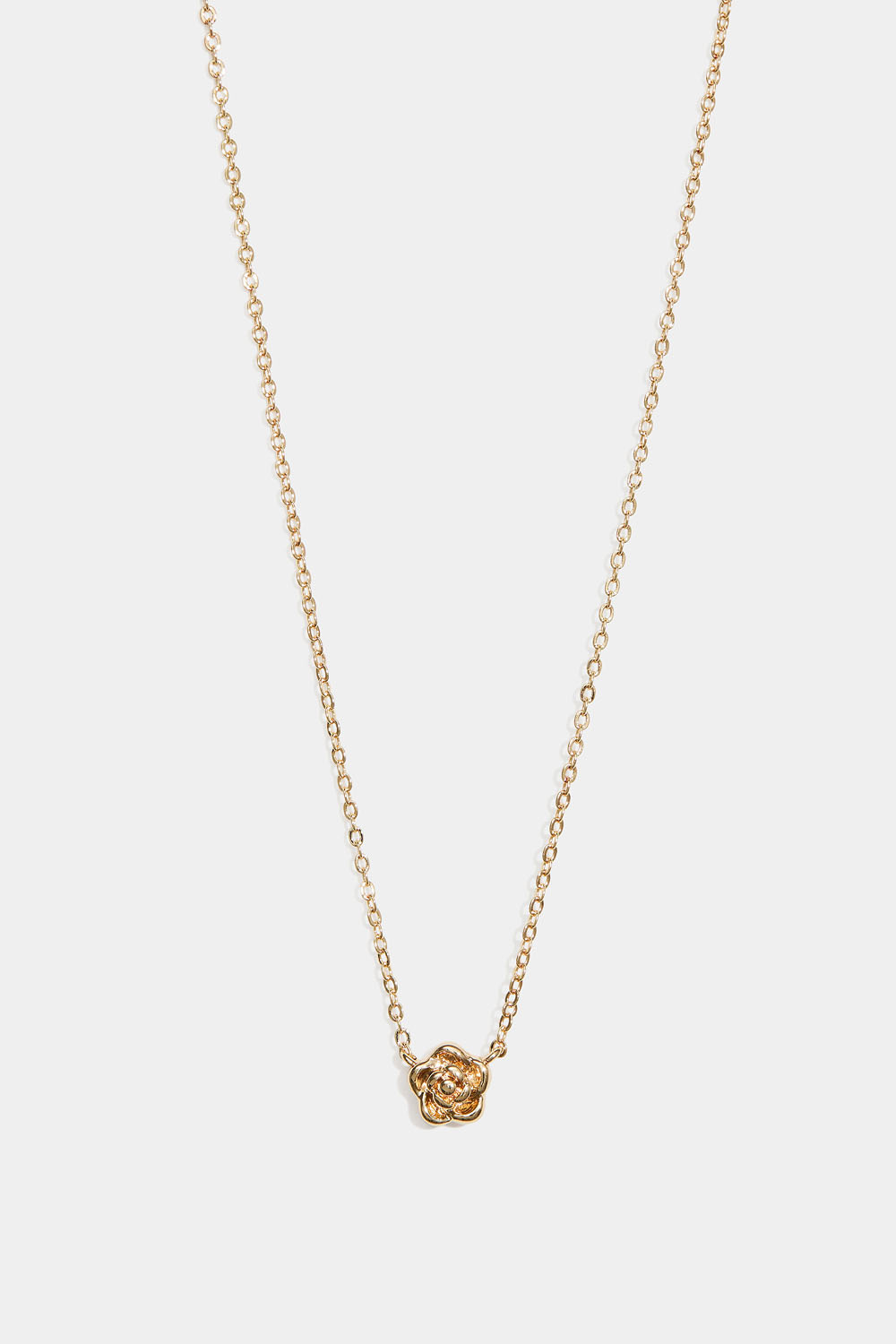 Kullanvärinen kaulakoru, jossa pieni ruusu