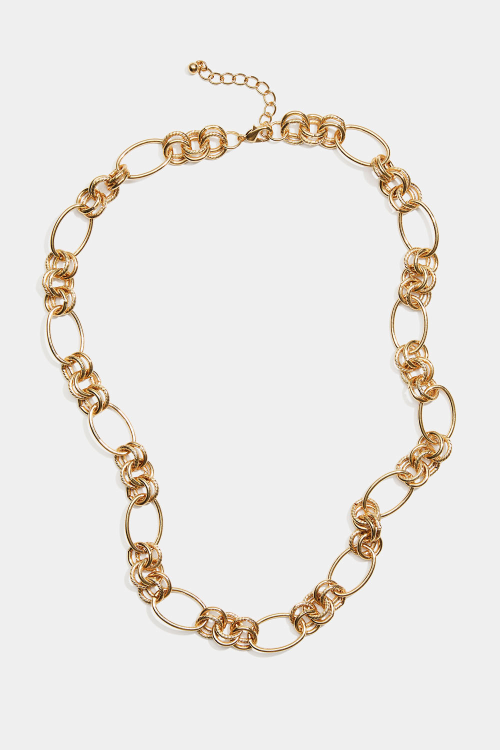 Kullanvärinen kaulakoru, jossa karhea ketju