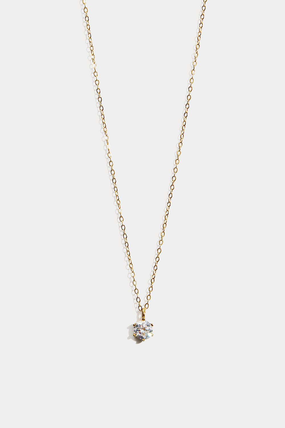 Teräksinen kaulaketju, jossa 18K kultaus ja pyöreä cubic zirkonia -kivi