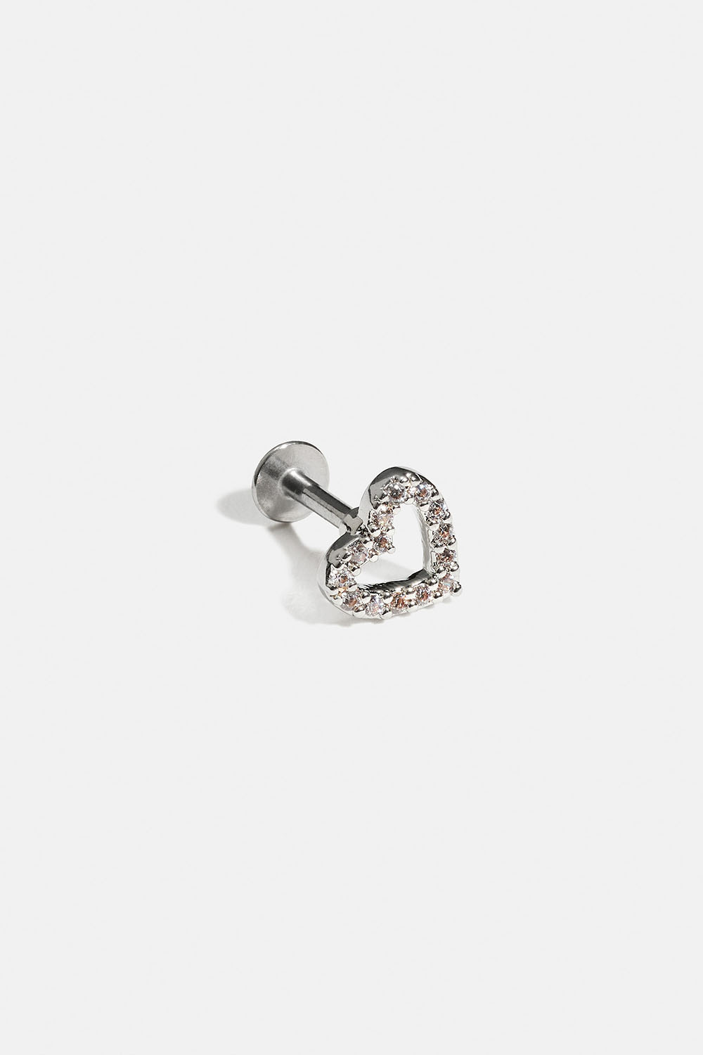 Tragus-/helix-lävistyskoru, jossa sydän ja Cubic zirconia -kiviä