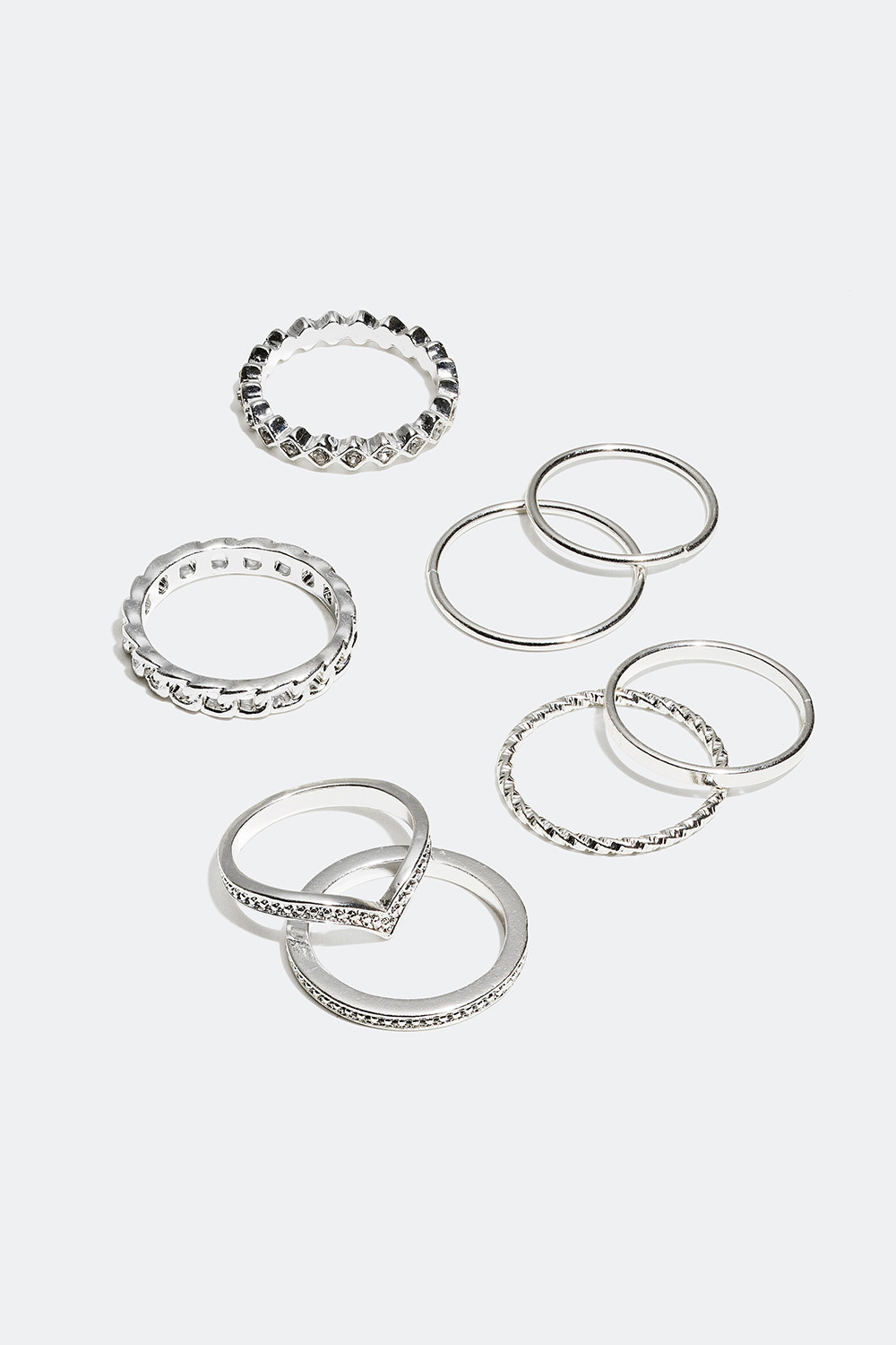 Erikokoiset ja erimuotoiset sormukset, 8-pakkaus