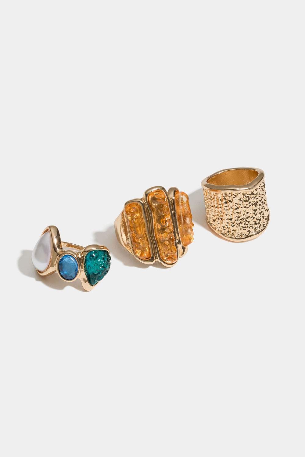 Sormukset boheemilla muotoilulla, 3-kpl pakkaus