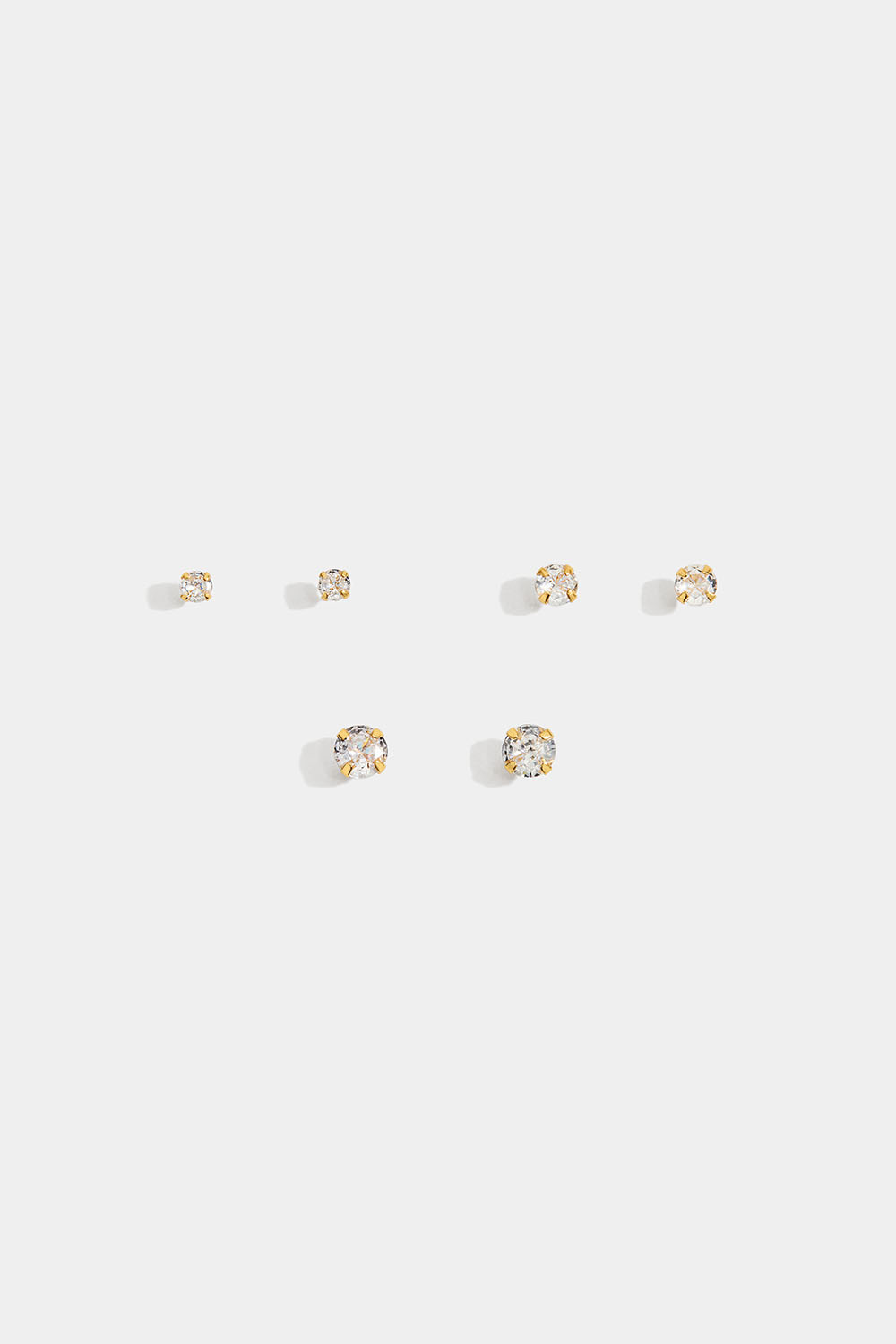 Nappikorvakorut pyöreillä lasikivillä, 18 karaatin kultaus, 4 mm, 3 paria