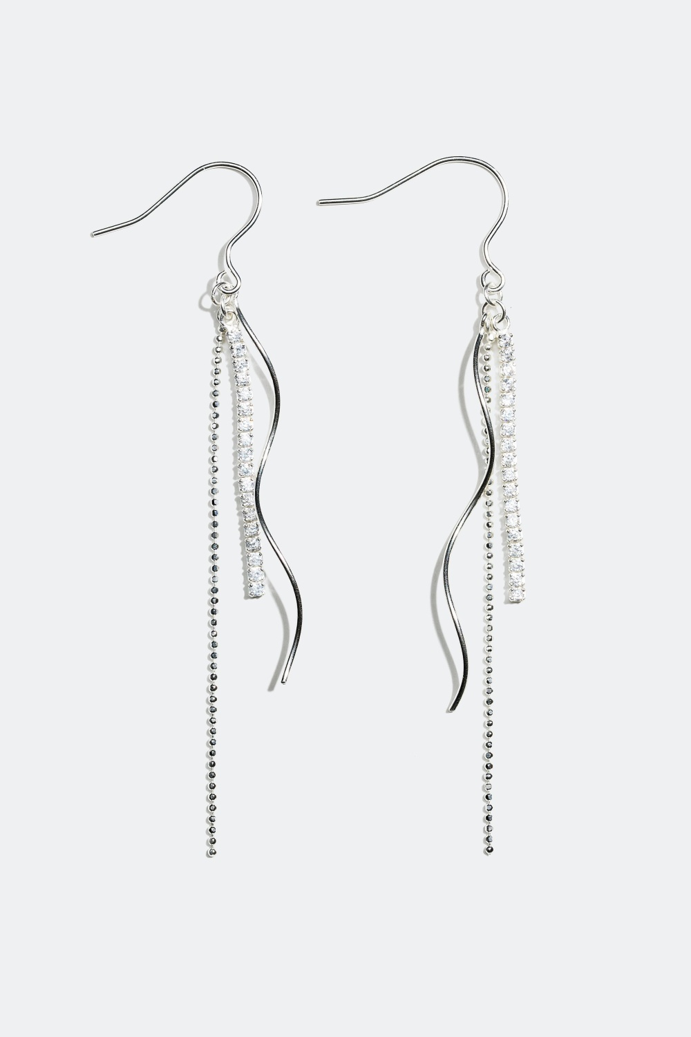 Korvakorut aitoa hopeaa, roikkuvat ketjut