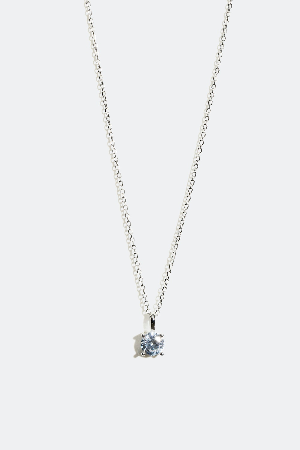 Aito hopeakaulakoru, jossa kimaltava Cubic Zirconia -lasikivi