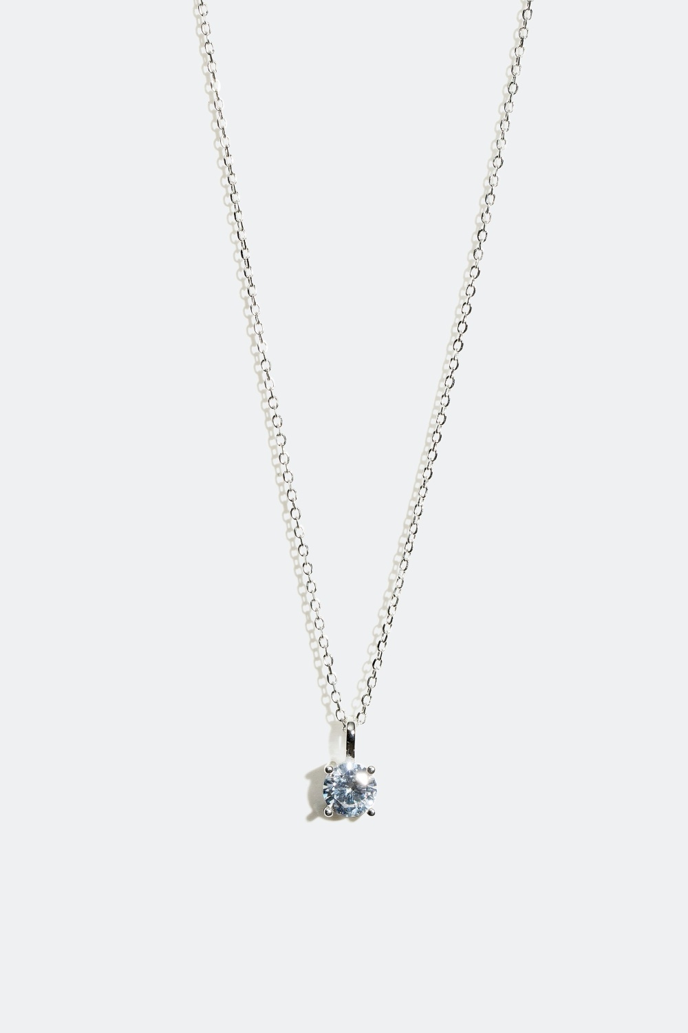 Aito hopeakaulakoru, jossa kimaltava Cubic Zirconia -lasikivi