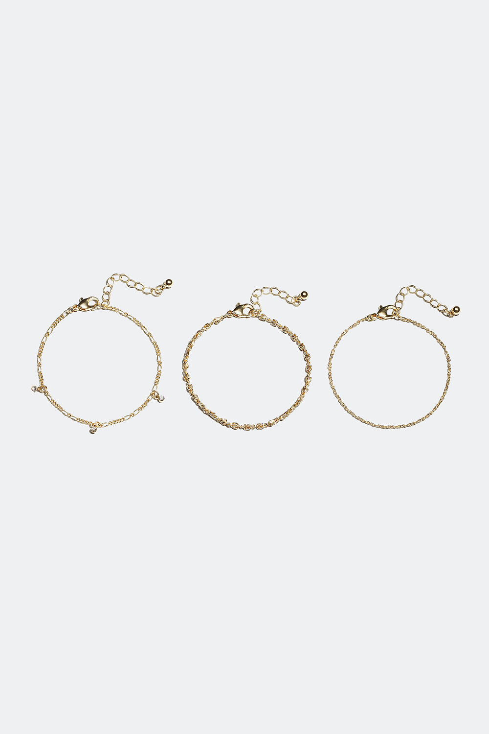 3 kappaleen pakkaus rannekoruja, lenkkejä ja lasikiviä