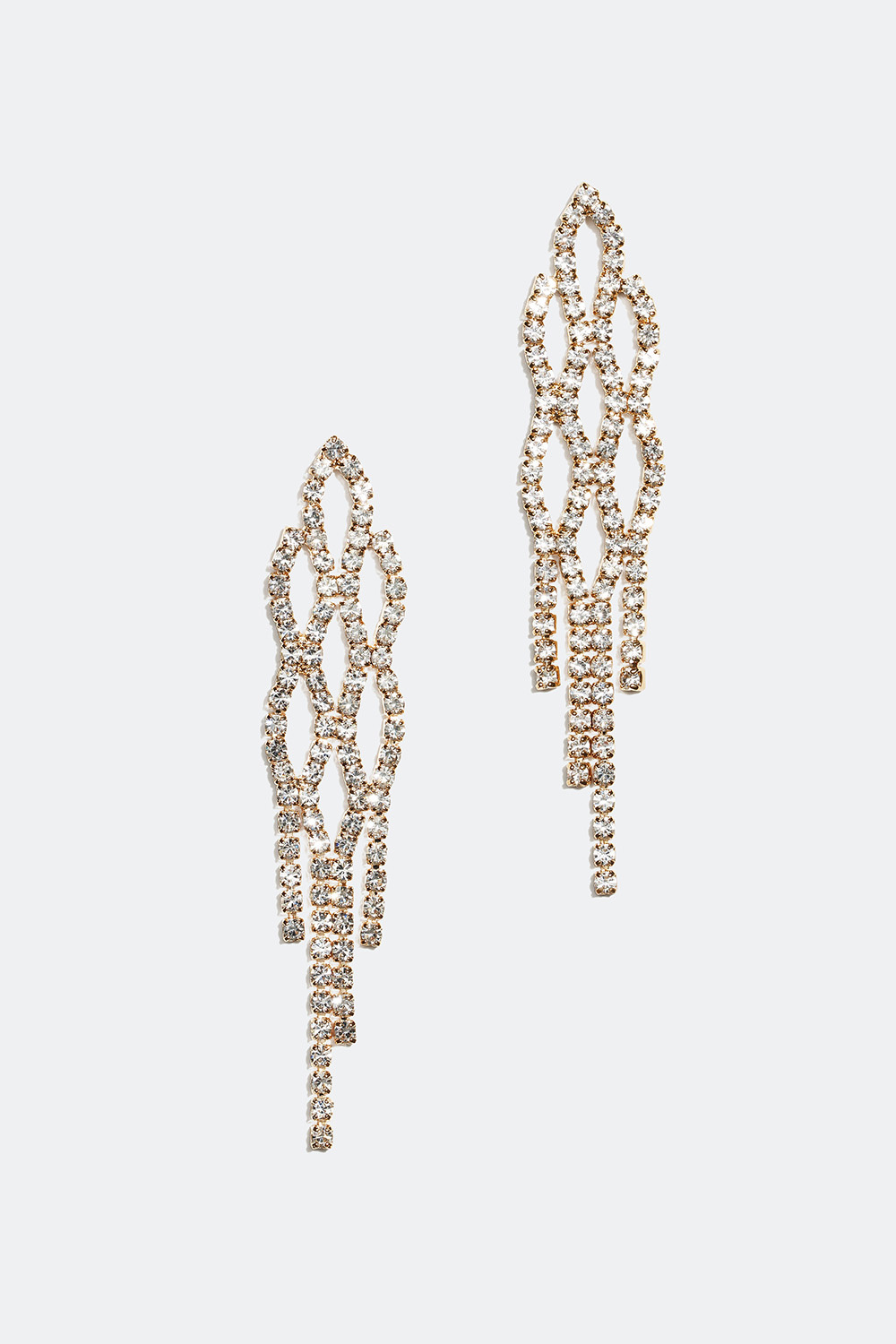 Korvakorut, joissa strasseja ja soikeita kuvioita