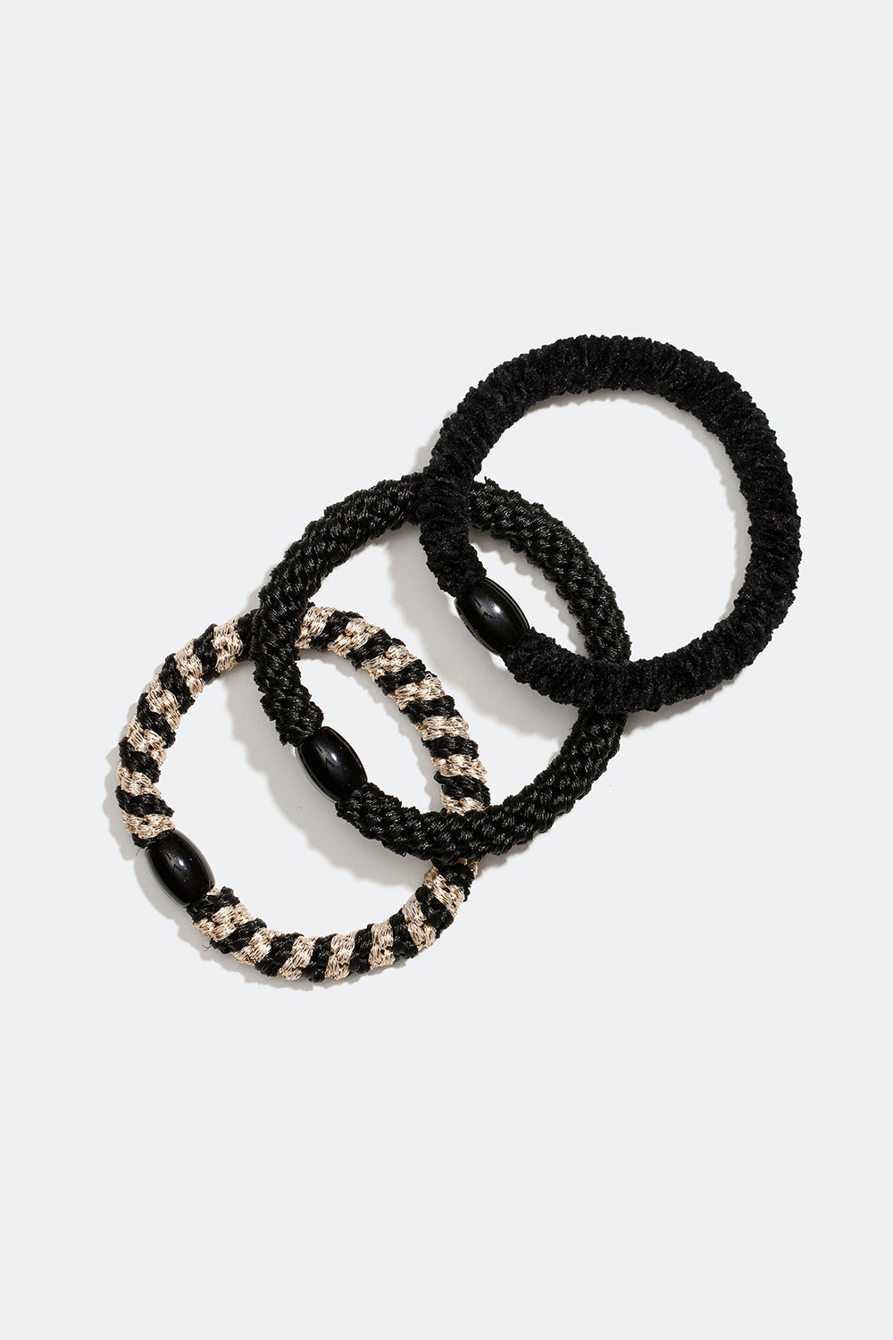 Punotut hiuslenkit, joissa on erilaisia mustan sävyjä, 3 kpl/pakk