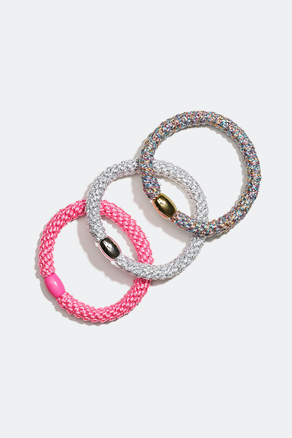 Punotut moniväriset hiuslenkit, 3 kpl/pakk