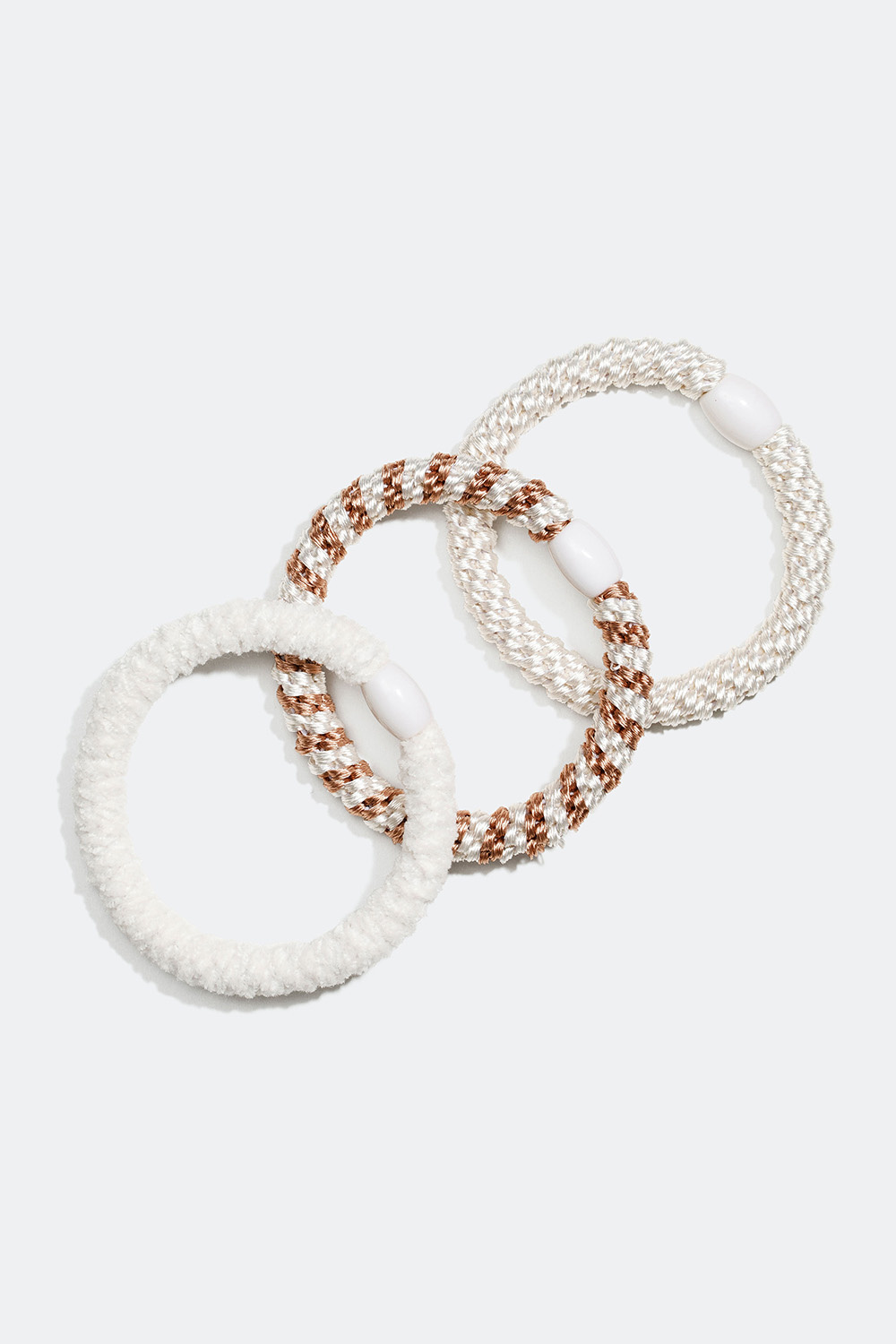 Sekoitus valkoisia punottuja hiuslenkkejä, 3 kpl