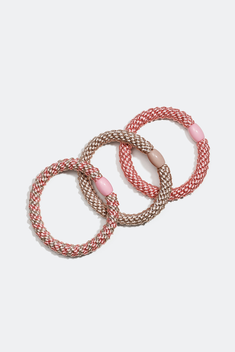 Roosat ja beiget punotut hiuslenkit, 3 kpl