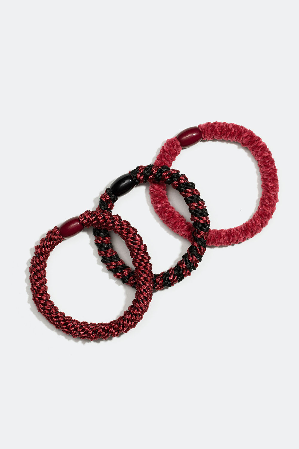 Sekoitus tummanpunaisia punottuja hiuslenkkejä, 3 kpl