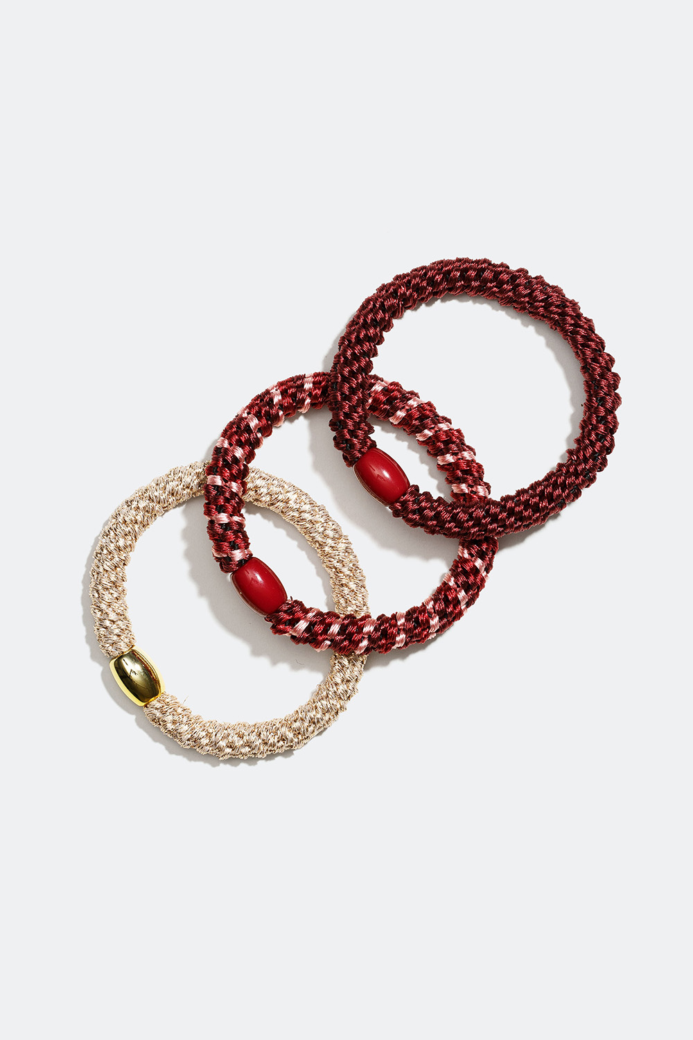 Punotut hiuslenkit, joissa on erilaisia hempeän viininpunainen sävyjä, 3 kpl/pakk