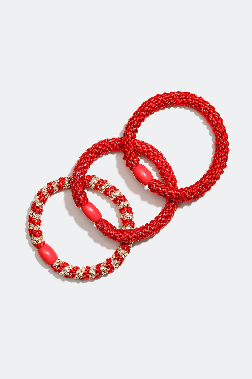 Punotut hiuslenkit, joissa on erilaisia punaisen sävyjä, 3 kpl/pakk