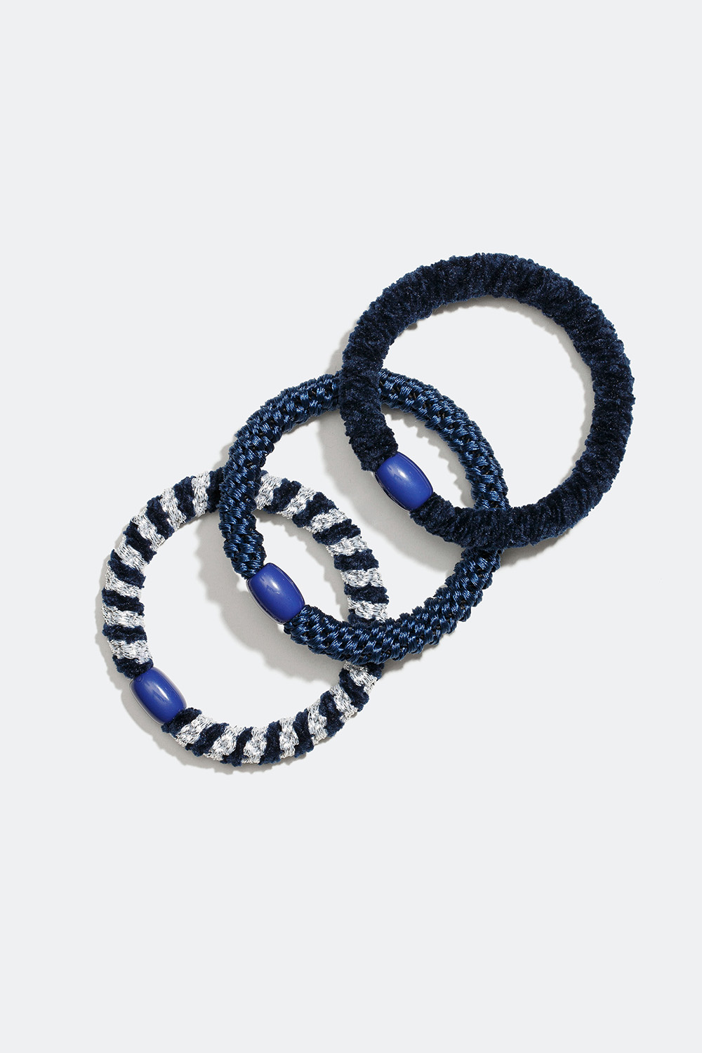 Punotut hiuslenkit, joissa on erilaisia sinisen sävyjä, 3 kpl/pakk