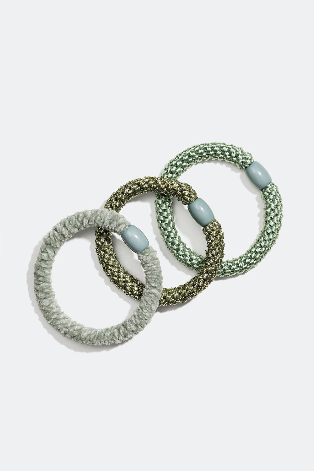 Sekoitus vihreitä punottuja hiuslenkkejä, 3 kpl