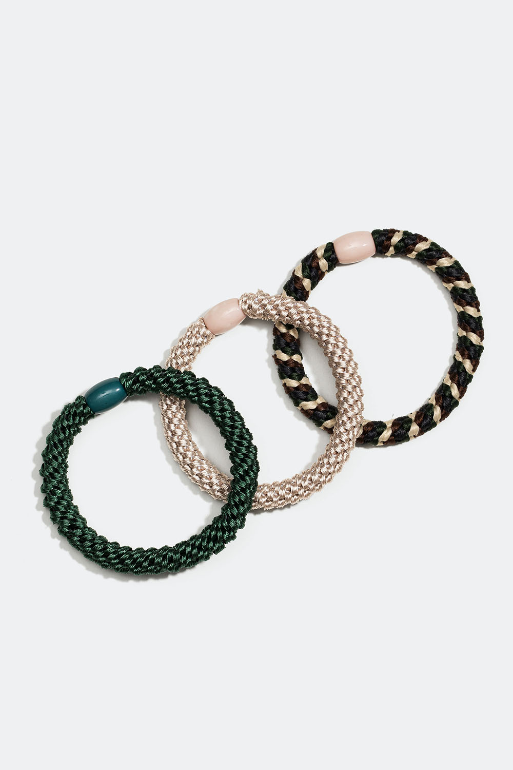 Sekoitus tummanvihreitä punottuja hiuslenkkejä, 3 kpl