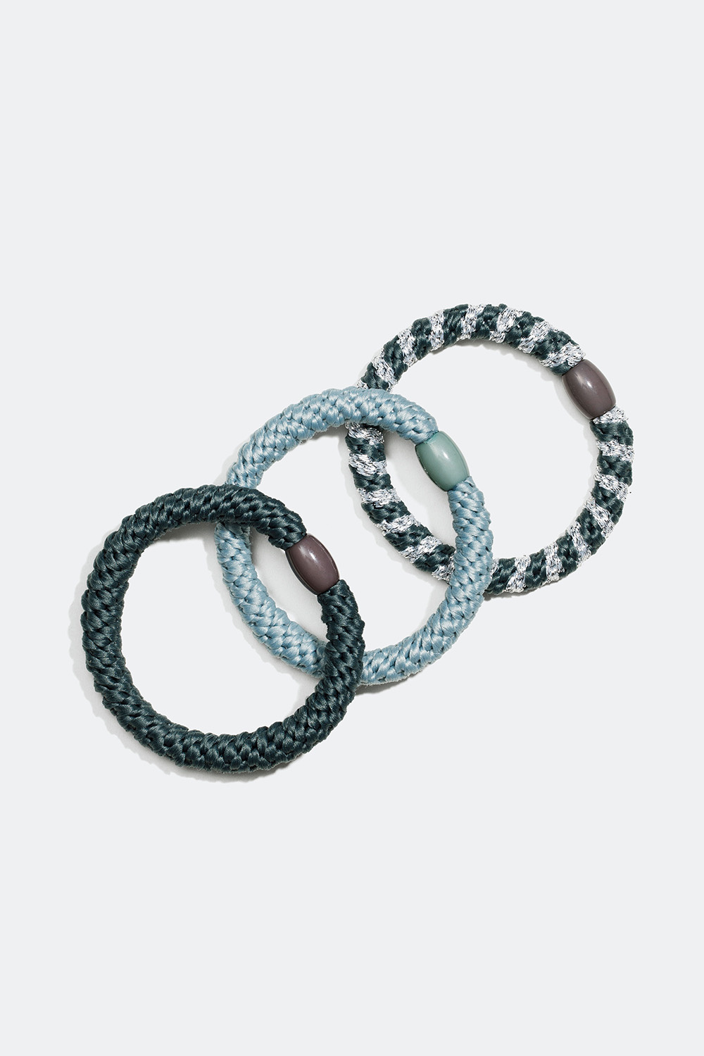 Vihreän siniset punotut hiuslenkit, 3 kpl